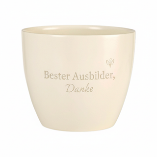 Personalisierter Blumentopf mit Gravur — Geschenk Ausbilder Abschied — topf_gravur