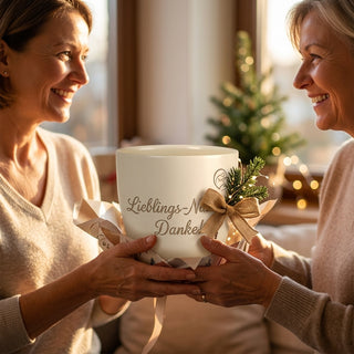 Personalisierter Blumentopf mit Gravur 'Lieblings-Nanny' — Danke Geschenk für Nanny — als persoenliche Geschenk-Uebergabe