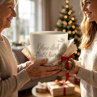 Personalisierter Blumentopf mit Gravur — Geschenk für Sanitärinstallateur — als persoenliche Geschenk-Uebergabe