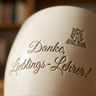 Personalisierter Blumentopf — Danke Geschenk für Deutschlehrer & Lehrerin — Detailaufnahme