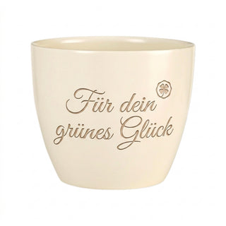 Personalisierter Blumentopf mit Gravur — Geschenk für die neue Meisterin — Detailansicht der Lasergravur