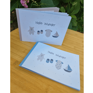 schönes Babyalbum Hallo Wunder blau von ava&yves
