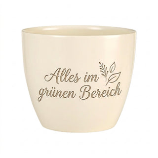 Personalisierter Blumentopf mit Gravur — Geschenk Landwirtschaftsmeister — Detailansicht der Lasergravur
