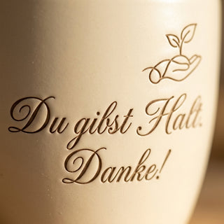 Personalisierter Blumentopf — Geschenk Orthopädietechniker — Detailaufnahme
