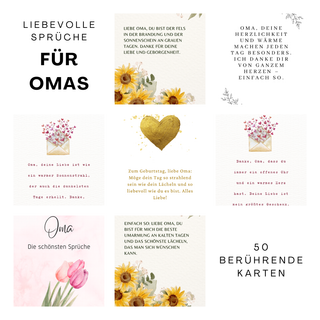 Poster mit liebevollen Sprüchen für Omas,  verschiedene Designs mit Blumen und Herzen. Zum Download als PDF.