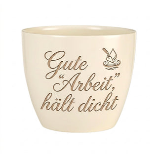 Personalisierter Blumentopf mit Gravur — Geschenk Installateur — Detailansicht der Lasergravur