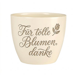 Persönlicher Blumentopf mit Gravur – Das ideale Geschenk vom Blumenhändler — Detailansicht der Lasergravur