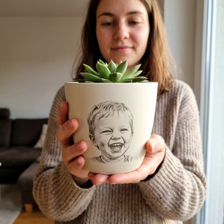 Dot Art Blumentopf personalisiert – Gravur deines Lieblingsfotos