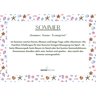 Familien-Natur-Challenges Sommer-Set von Naturmacher, mit Muschel- und Seestern-Muster.