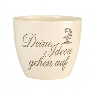 Personalisierter Blumentopf — Geschenk CEO Beförderung Führungskraft — Detailansicht der Lasergravur