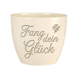 Personalisierter Blumentopf mit Gravur — Geschenk für Fischerin — Detailansicht der Lasergravur