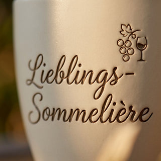 Personalisierter Blumentopf — Geschenk Sommelière „Lieblings-Sommelière“ — Detailaufnahme