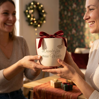 Blumentopf mit Gravur "Danke" — Persönliches Geschenk für Logopäde — als persoenliche Geschenk-Uebergabe