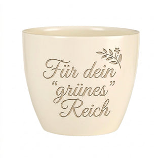 Persönlicher Blumentopf mit Gravur – Geschenk für Garten und Landschaftsbauer — Detailansicht der Lasergravur