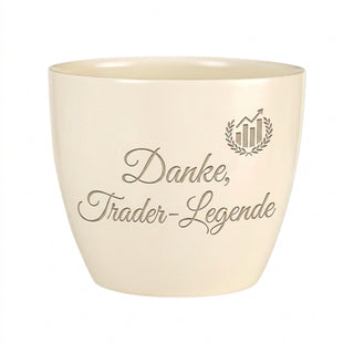 Personalisierter Blumentopf — Danke-Geschenk für Trader & Börsenprofis — Detailansicht der Lasergravur