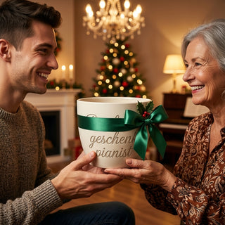 Einzigartiges Geschenk für Pianisten mit persönlicher Gravur – Danke! — als persoenliche Geschenk-Uebergabe