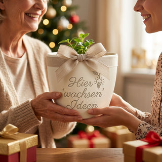 Personalisierter Blumentopf mit Gravur — Geschenk für Modellbauer zum Geburtstag — als persoenliche Geschenk-Uebergabe