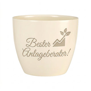 Personalisierter Blumentopf Geschenk Anlageberater — Gravur Keramiktopf — topf_gravur