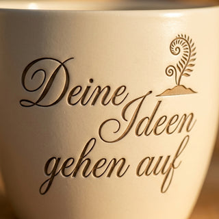 Personalisierter Blumentopf — Geschenk CEO Beförderung Führungskraft — Detailaufnahme