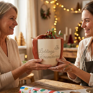 Personalisierter Blumentopf mit Gravur 'Lieblings-Keramikerin' — Geschenk für Keramik... — als persoenliche Geschenk-Uebergabe