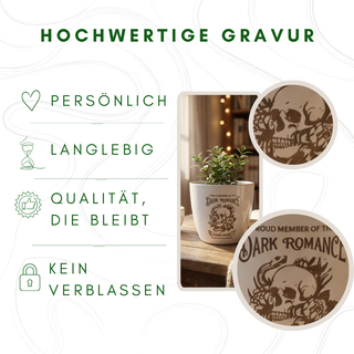 Dark Romance Bookie-Blumentopf – Für Book Lover, Leseecke & Bücherregal, Cozy & Mystisch