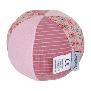 Sterntaler Stoffball, rosa, mit Blumenmuster und Streifen, weicher Stoff, für Babys.
