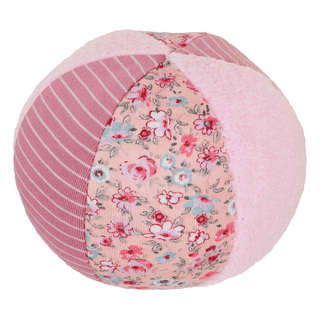 Sterntaler weicher Stoffball, rosa, mit Blumenmuster und Streifen, für Babys.