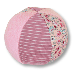 Sterntaler Stoffball rosa, weich, mit Blumenmuster und Streifen, für Babys.