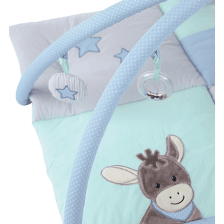 Sterntaler Baby Spielbogen Emmi, mintgrün, mit Spielzeuganhängern und Eselmotiv. Fördert Motorik und Spielspaß.