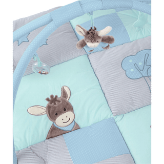 Sterntaler Baby Spielbogen Emmi in Hellblau mit Esel-Motiv, Spielbogen und Rassel. Fördert spielerisch die Motorik.