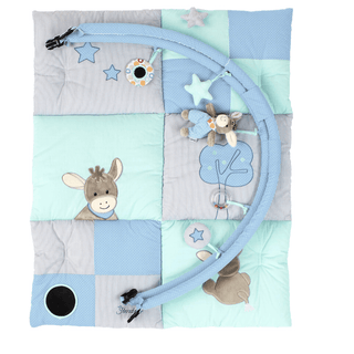 Sterntaler Baby Spielbogen Emmi, blau-mint, mit Esel-Spielzeug und Spielbogen.