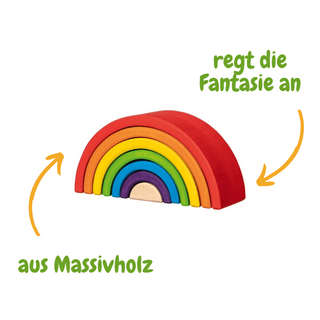 Goki Regenbogen-Bausteine aus Massivholz in Regenbogenfarben. Fördert Kreativität und Fantasie.