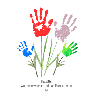 Bunte Handabdrücke als Blumen. Familien-Bastelerlebnis von Naturmacher.
