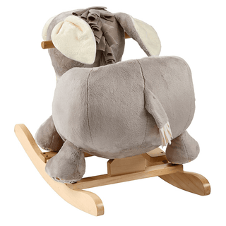 Plüsch Schaukel-Elefant Emmi von Sterntaler, grau, auf Holzgestell, Rückansicht.