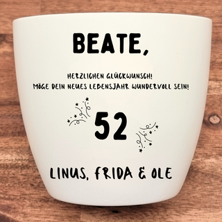 Geburtstagsgeschenk - Blumentopf graviert - 52. Geburtstag von Natur Macher