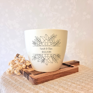 Hochzeitsgeschenk - Blumentopf graviert - Blumen