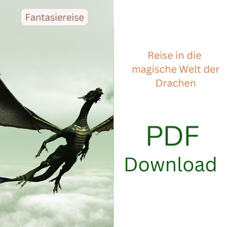 Grüner Drache im Flug über den Wolken. PDF Download: Traumreise Kinder - Reise in die magische Welt der Drachen (Naturmach...
