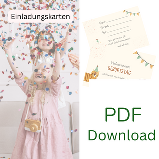 Bastelvorlage für Geburtstagseinladungen mit wilden Tieren