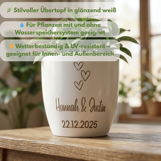 Personalisierter Hochglanz-Blumentopf – Geschenk zur Hochzeit