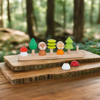 Goki Farben- und Formensortierspiel "Kleine Waldfreunde": Holzspielzeug mit Fuchs, Bäumen und Pilzen zum Stecken. Fördert ...