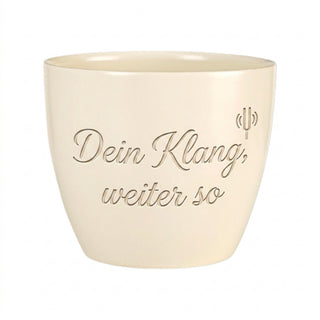 Personalisierter Blumentopf mit Gravur — Geschenk Hobbymusiker Motivation — Detailansicht der Lasergravur