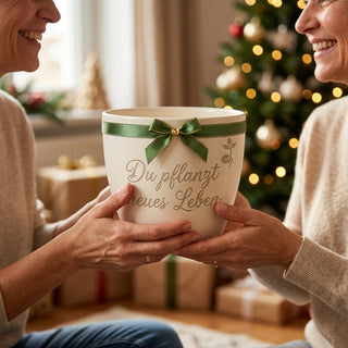Personalisierter Blumentopf mit Gravur — Geschenk Notarzt Lebensretter — als persoenliche Geschenk-Uebergabe