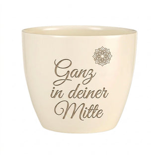 Einzigartiger Blumentopf mit Gravur – Geschenk für Reiki Meisterin — Detailansicht der Lasergravur