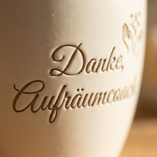 Personalisierter Blumentopf — Danke Geschenk Aufräumcoach Organisationstalent — nahaufnahme
