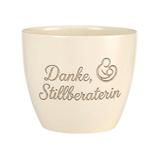 Personalisierter Blumentopf mit Gravur — Danke Geschenk für Stillberaterin — Detailansicht der Lasergravur
