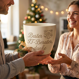 Persönliches Geschenk für IT Consultants – Gravur: Bester IT-Berater, danke — als persoenliche Geschenk-Uebergabe