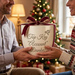 Personalisierter Blumentopf mit Gravur — Geschenk Key Account Manager — als persoenliche Geschenk-Uebergabe
