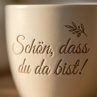 Personalisierter Blumentopf — Geschenk Lieferfahrer Paketboten — Detailaufnahme