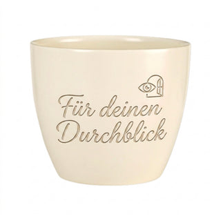 Personalisierter Blumentopf mit Gravur — Geschenk Radiologin Abschied — Detailansicht der Lasergravur