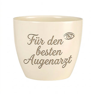 Personalisierter Blumentopf mit Gravur — Geschenk Augenarzt Abschied Praxis — topf_gravur